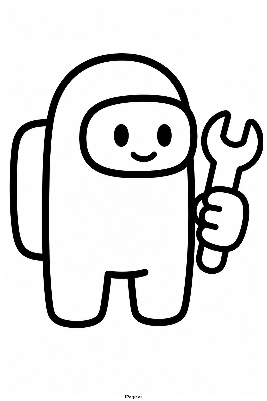  レンチを持つAmong Usクルーメイトの塗り絵ページ 