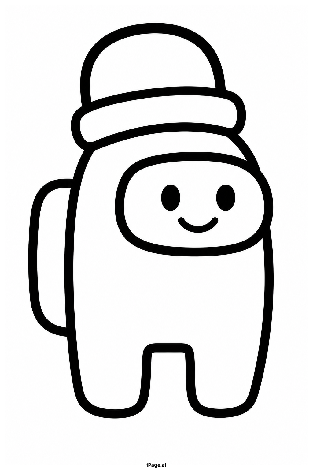  帽子をかぶったAmong Usクルーメイトの塗り絵ページ 