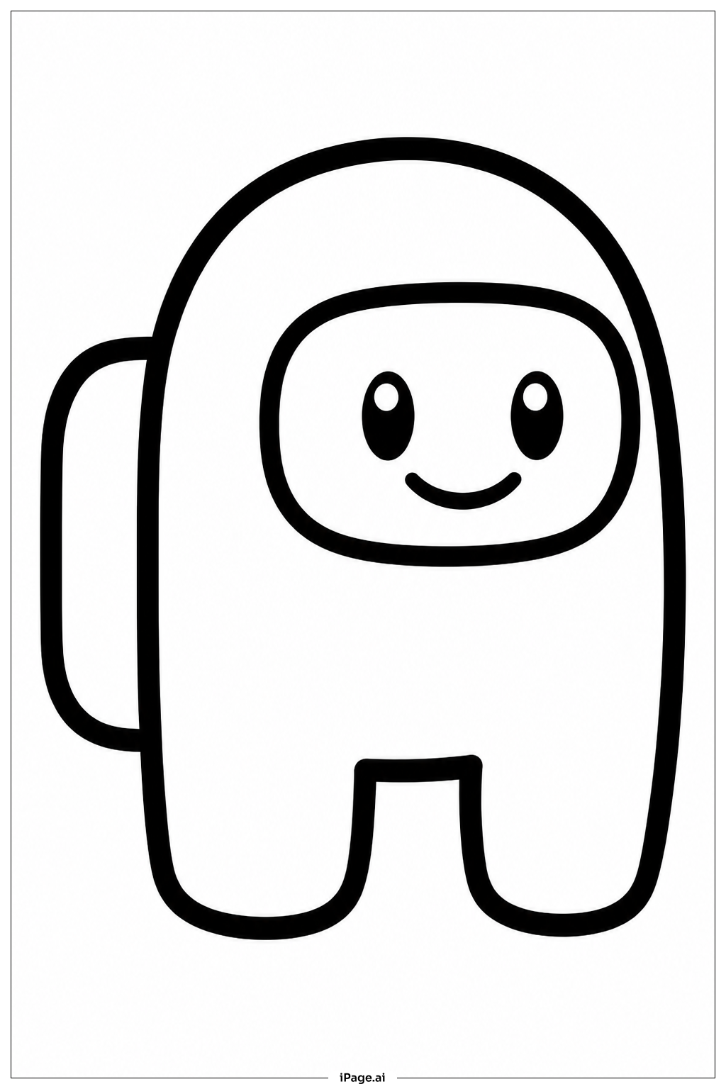  バックパックを背負ったAmong Usクルーメイトの塗り絵ページ 