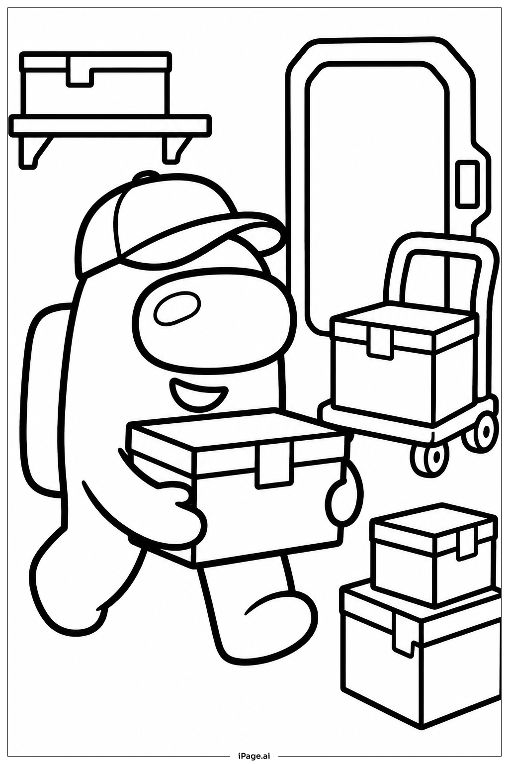  Page de coloriage Among Us Livrant des Fournitures 