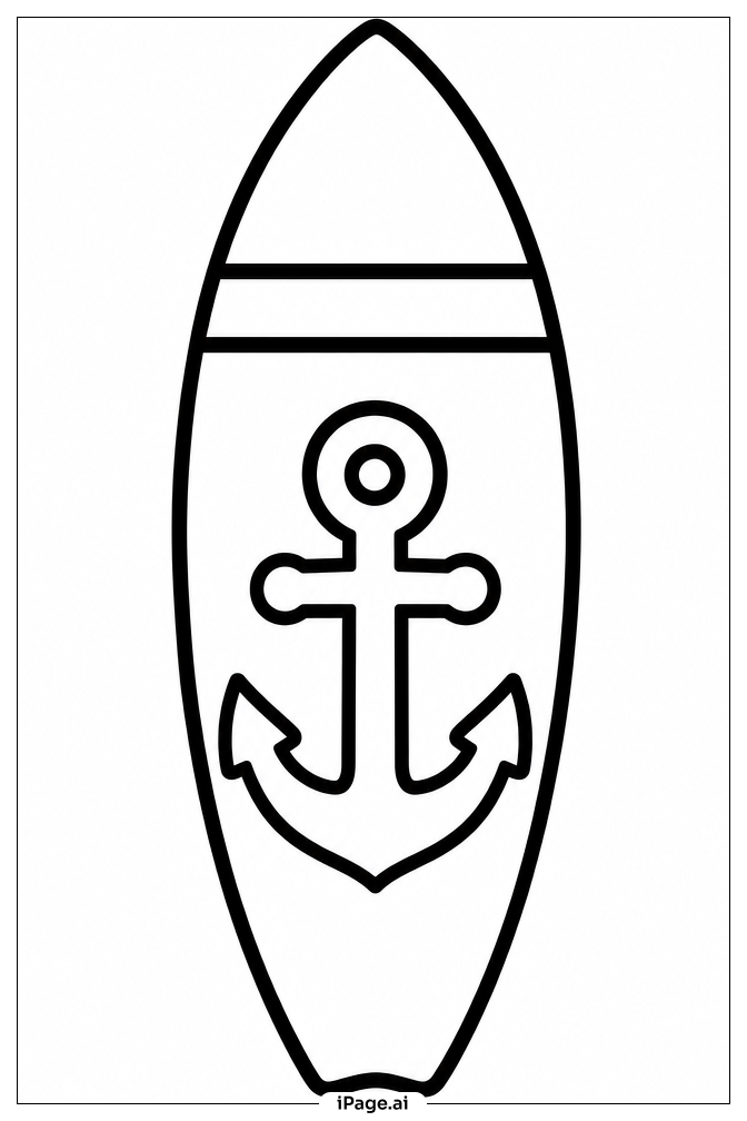 Anchor Surfboard Coloring Page