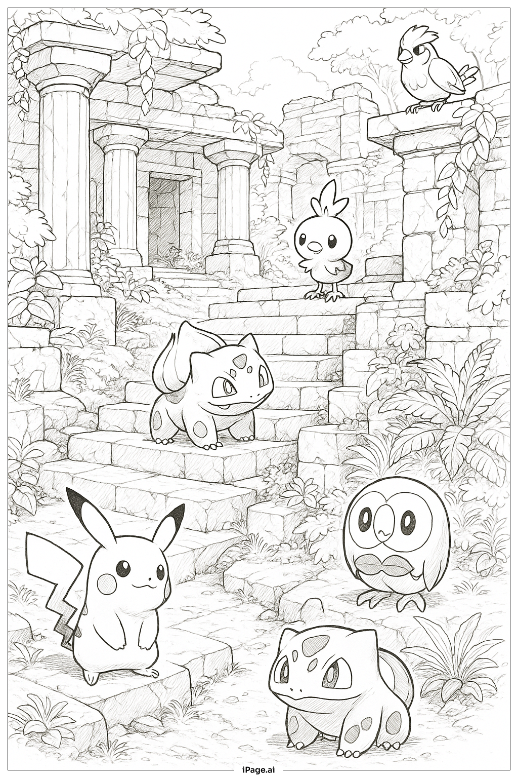  古代遺跡寶可夢探索著色頁 