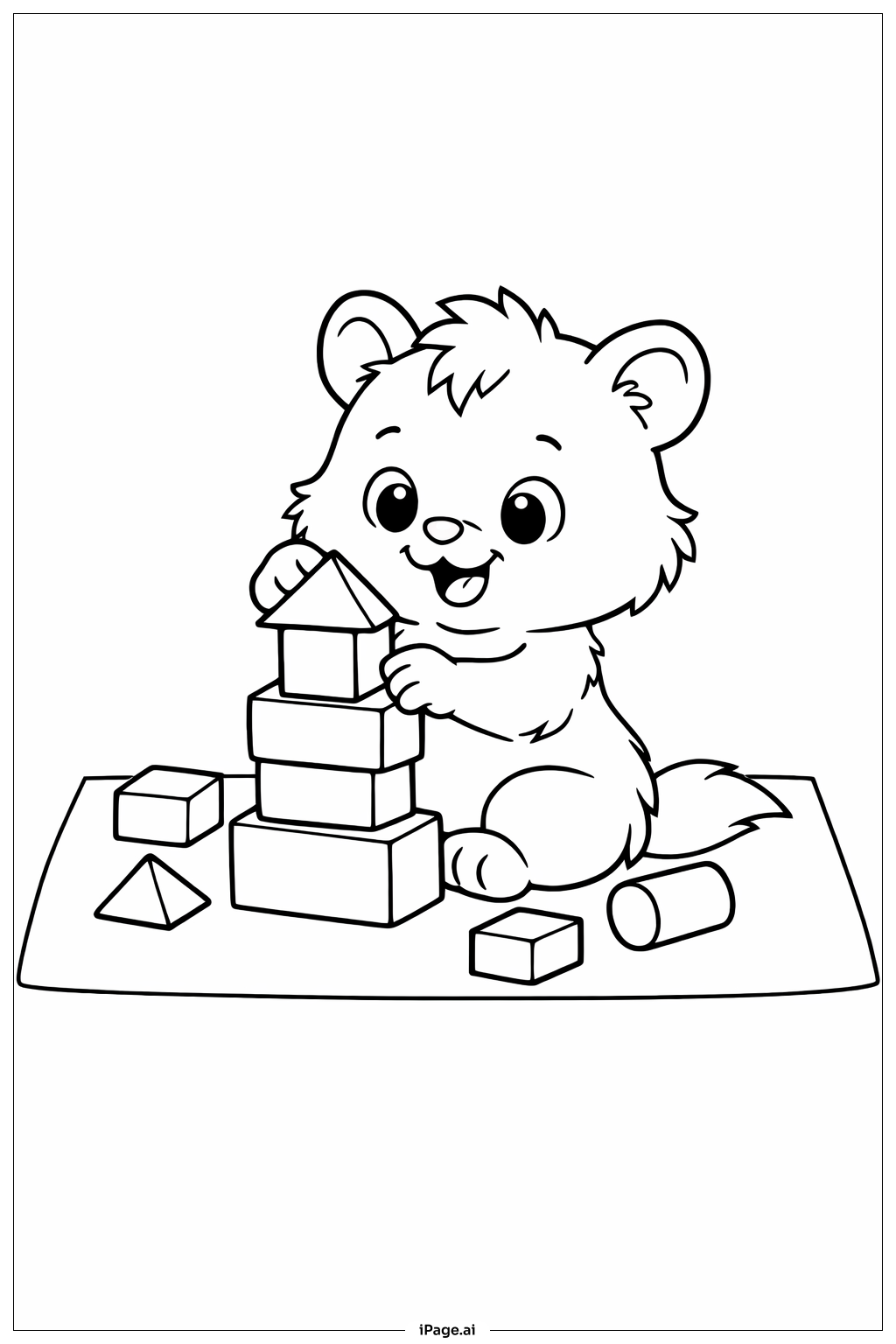 Animal Building Block Tower Coloring Page