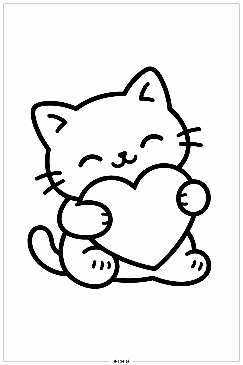 Animal Hugging Heart Coloring Page