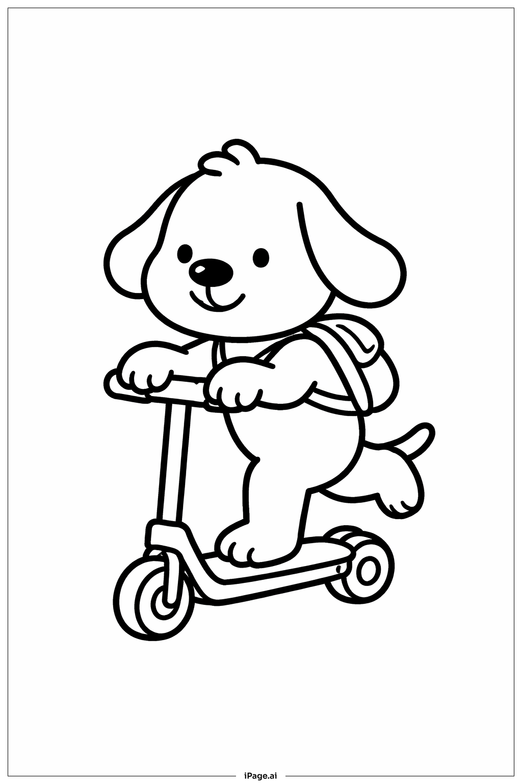 Animal On Scooter Coloring Page