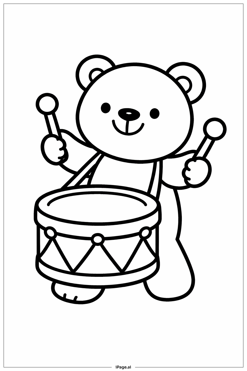 Animal Playing Drum Coloring Page