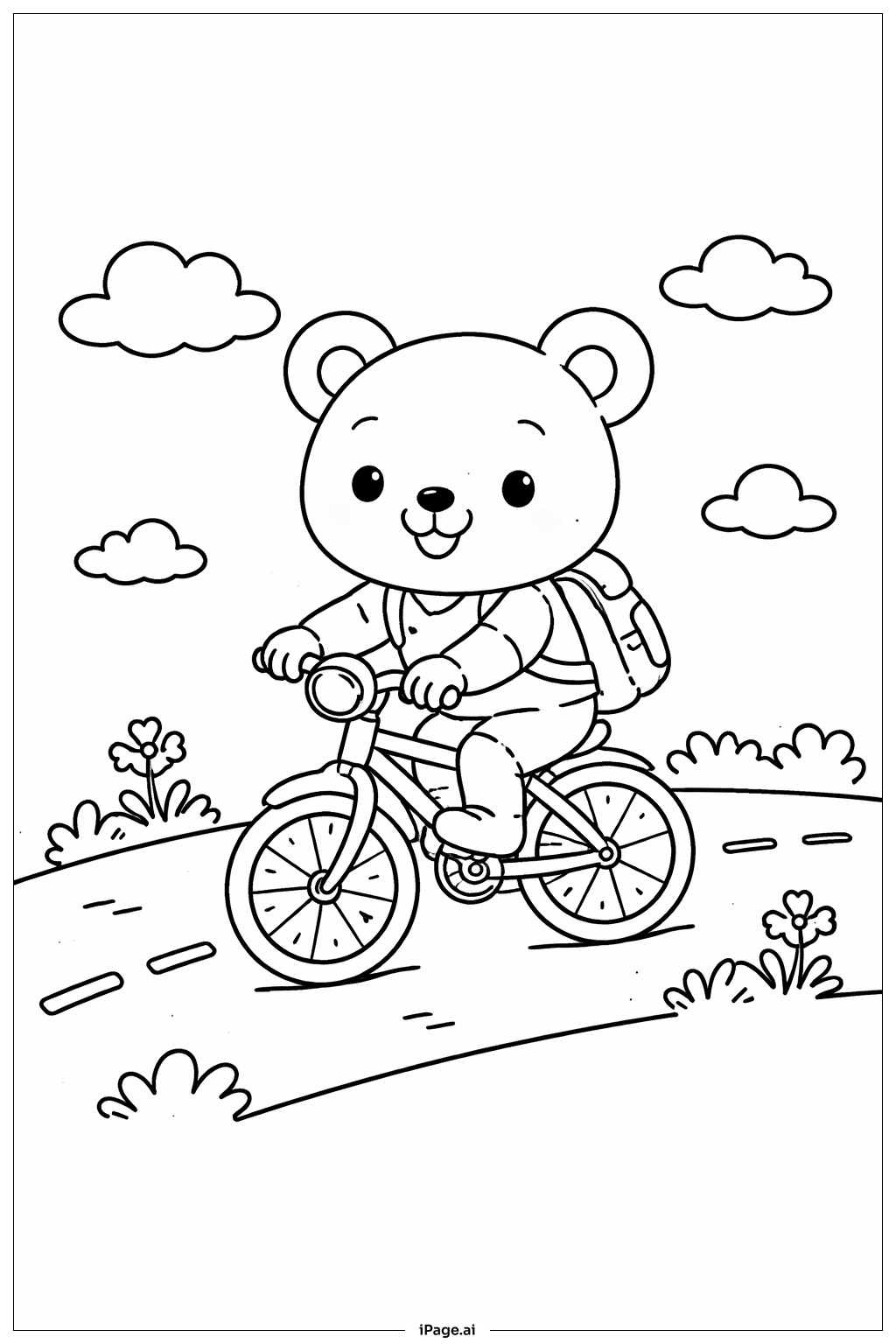 Animal Riding Bike Coloring Page