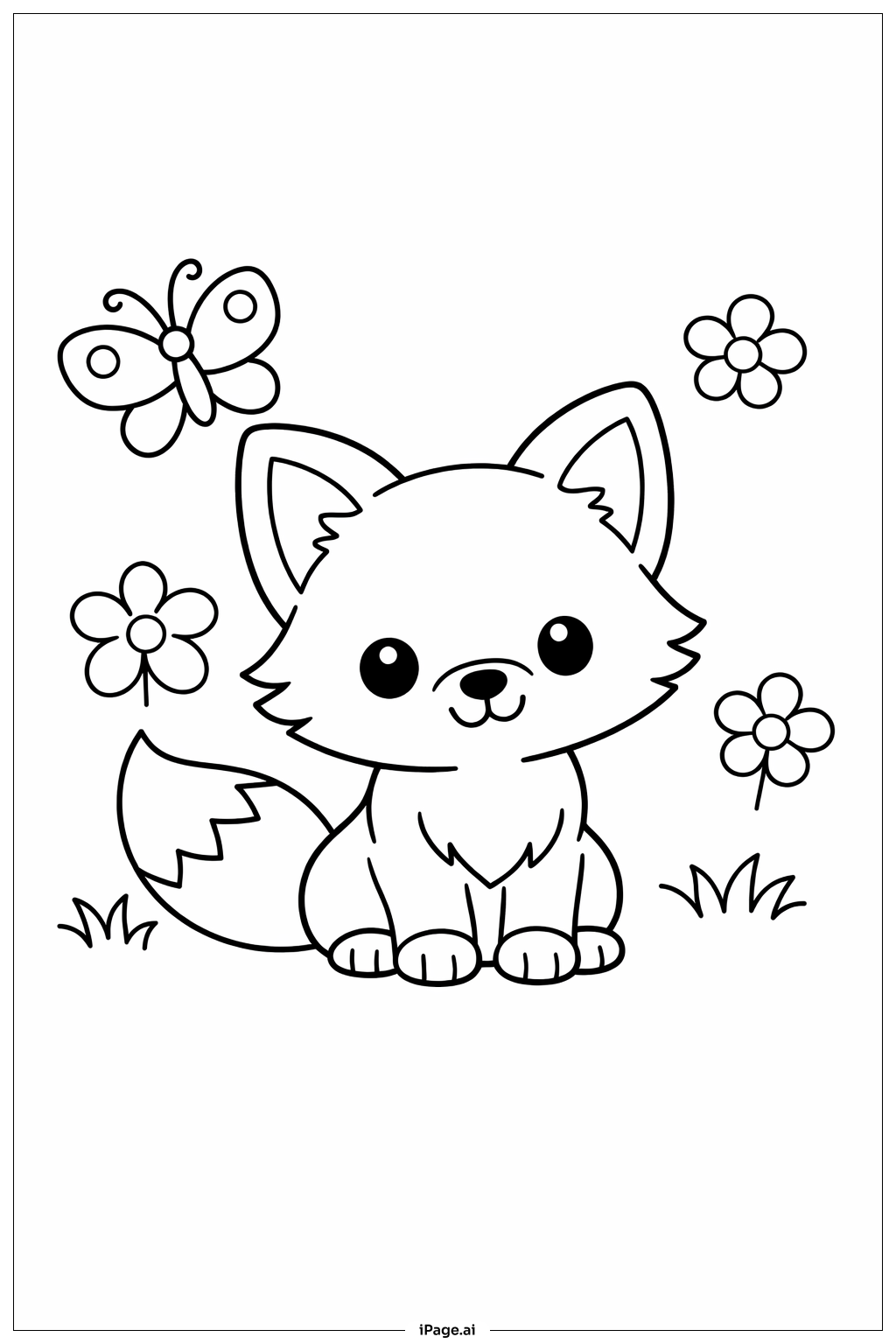 Animal With Butterfly Coloring Page