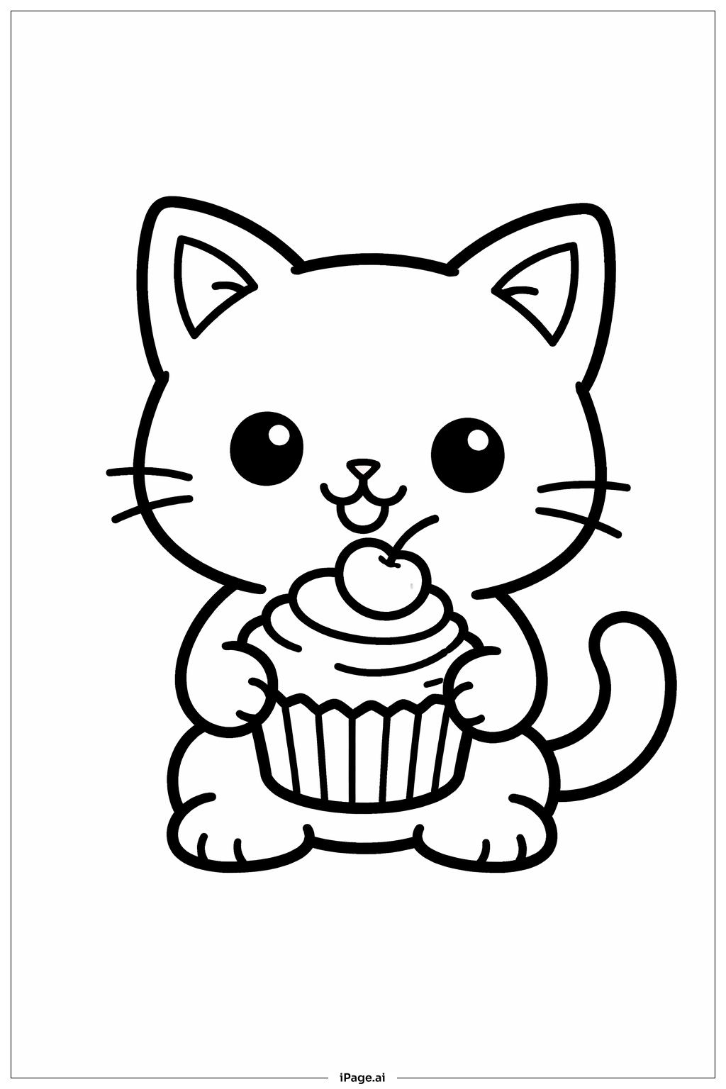 Animal With Cupcake Coloring Page