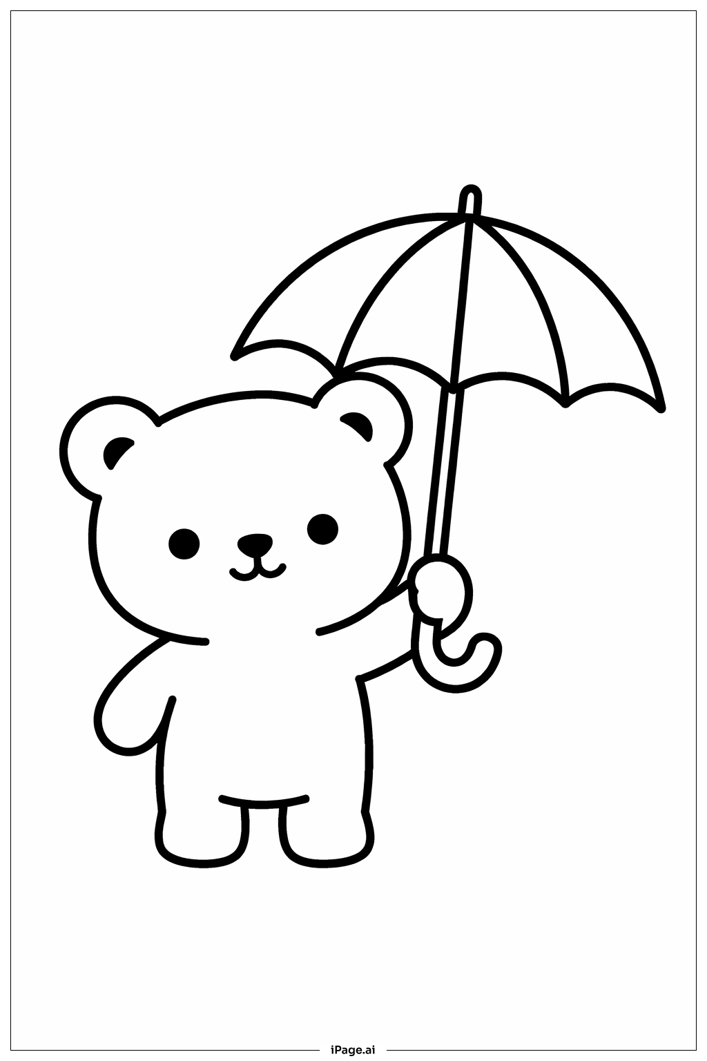 Animal With Umbrella Coloring Page
