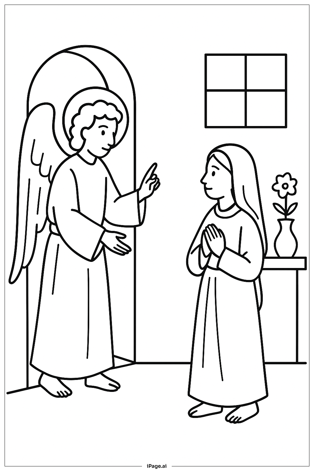 Annunciation Angel At Doorway Coloring Page