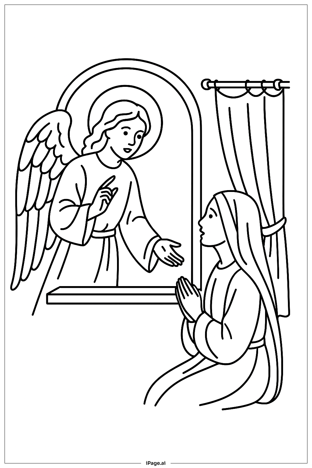 Annunciation Angel At Window Coloring Page