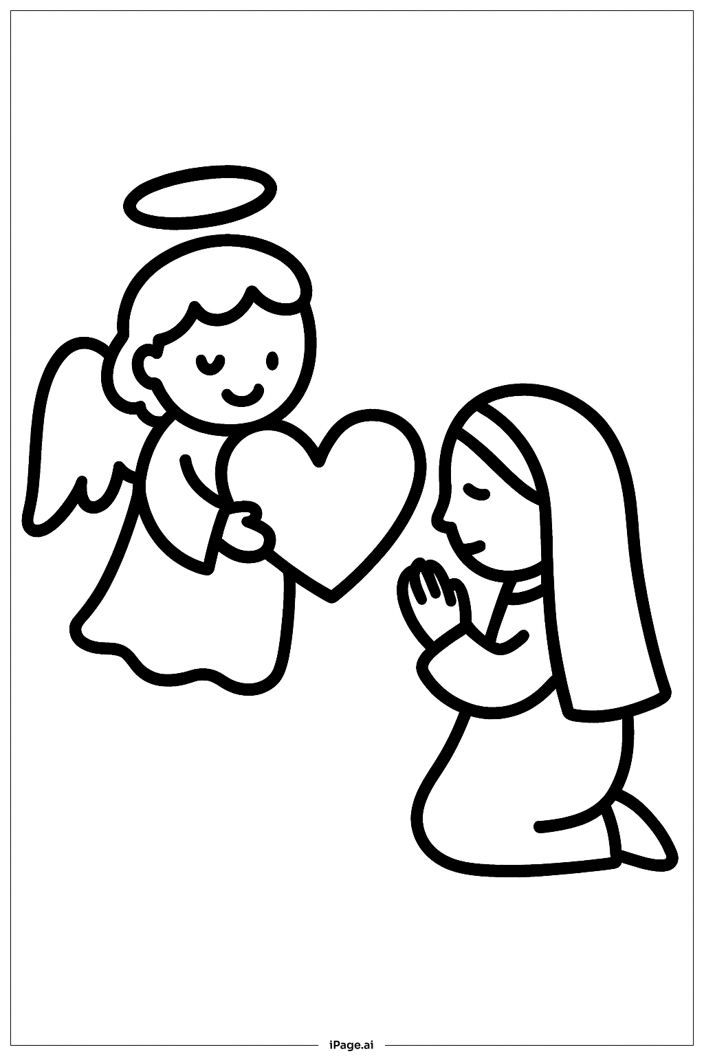Annunciation Angel Holding Heart Coloring Page