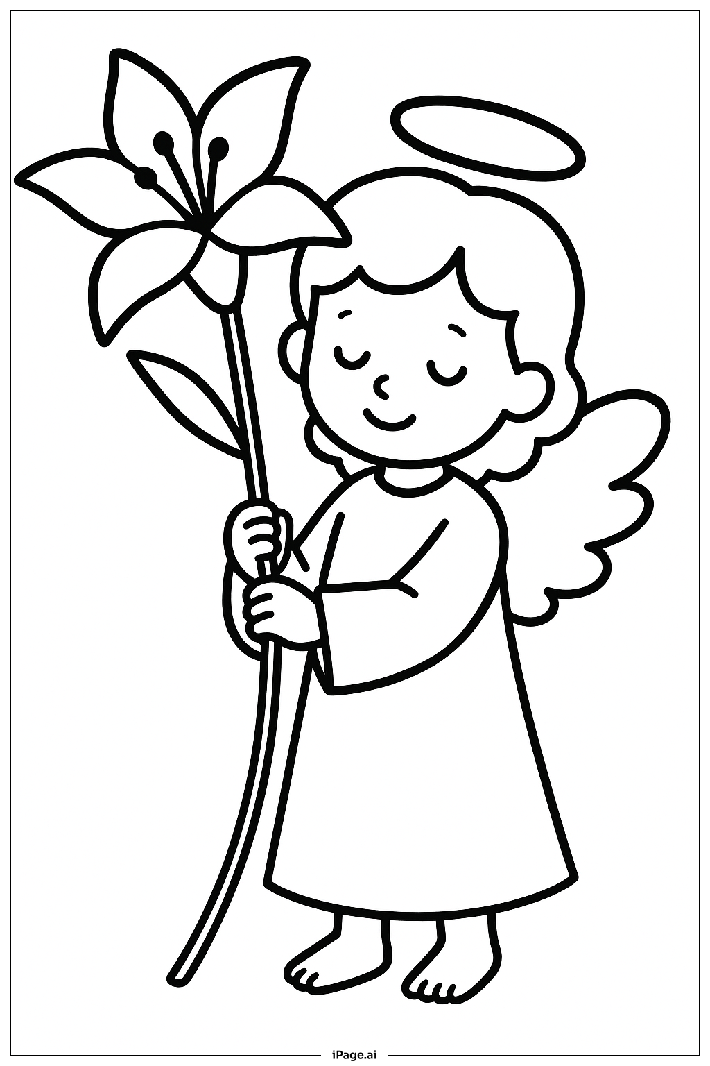 Annunciation Angel Holding Lily Coloring Page
