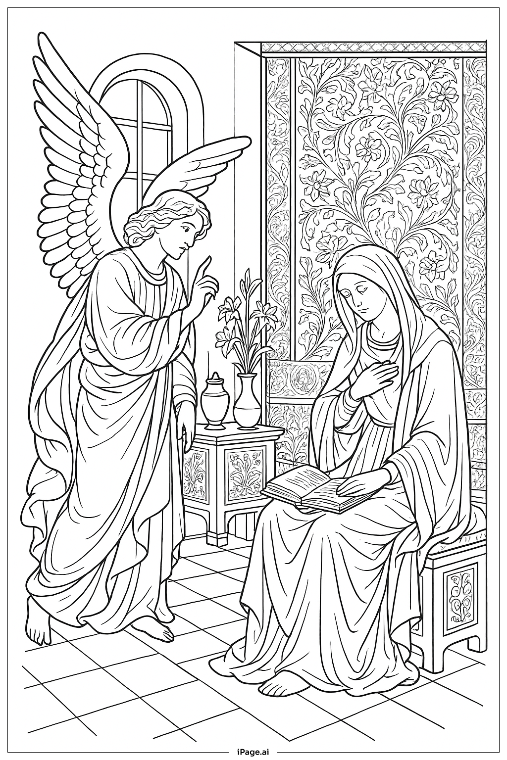 Annunciation Angel In Cloak Coloring Page 