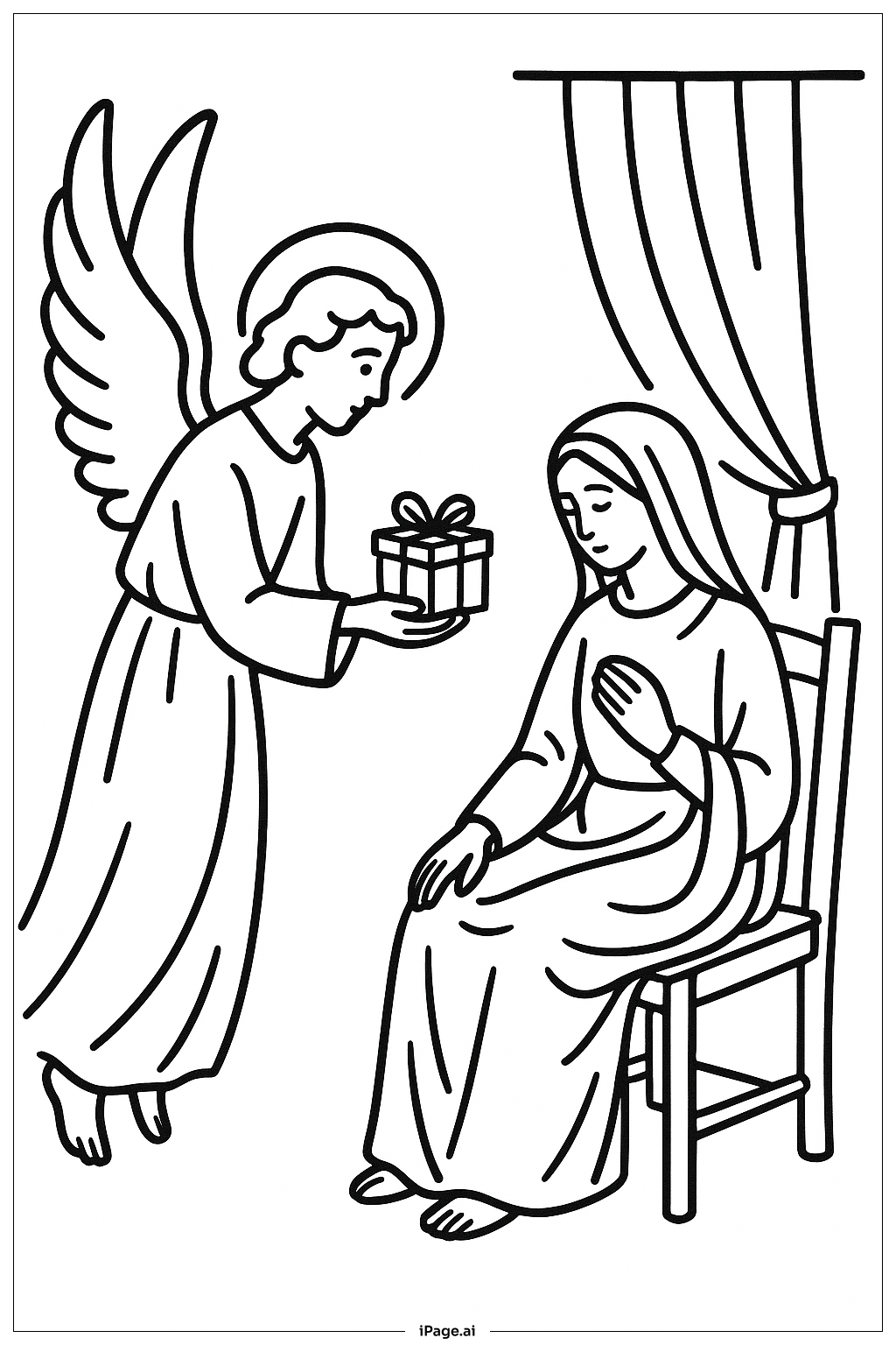 Annunciation Angel Offering Gift Coloring Page