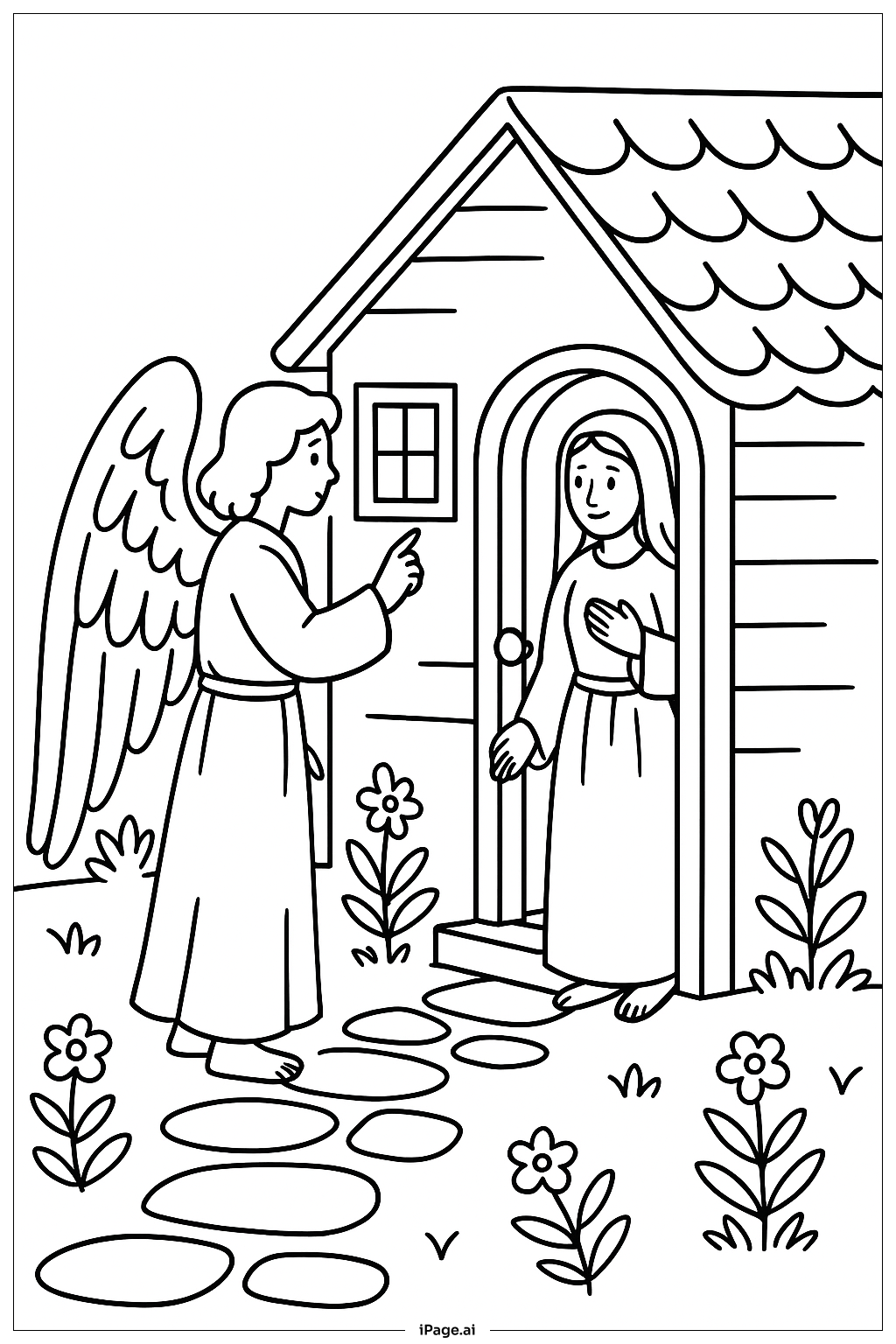 Annunciation Angel Outside Home Coloring Page