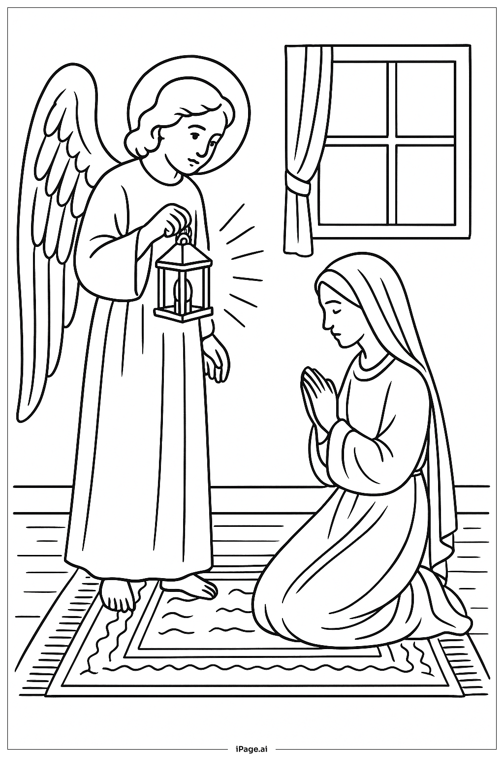 Annunciation Angel With Lantern Coloring Page