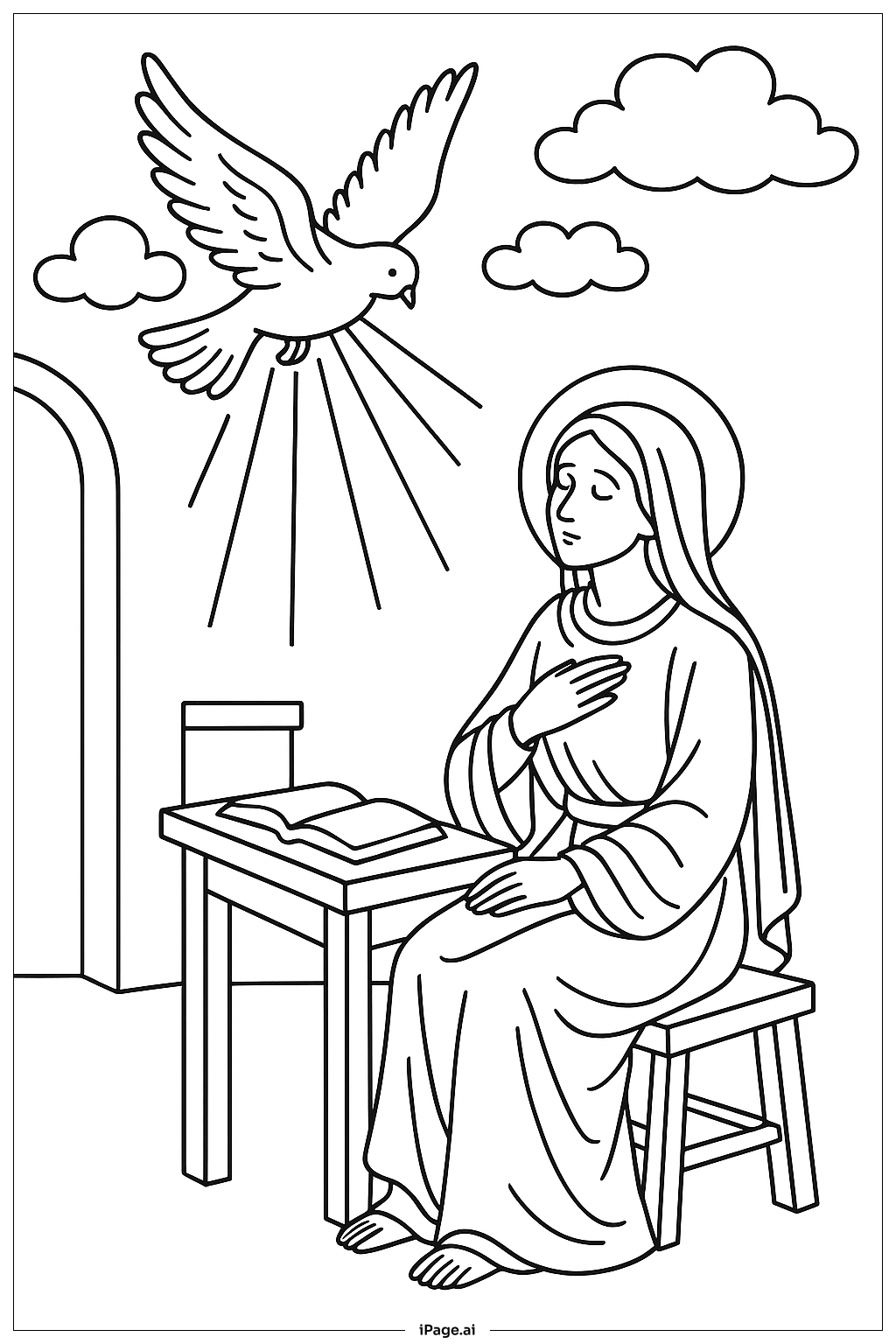 Annunciation Dove Descending Coloring Page