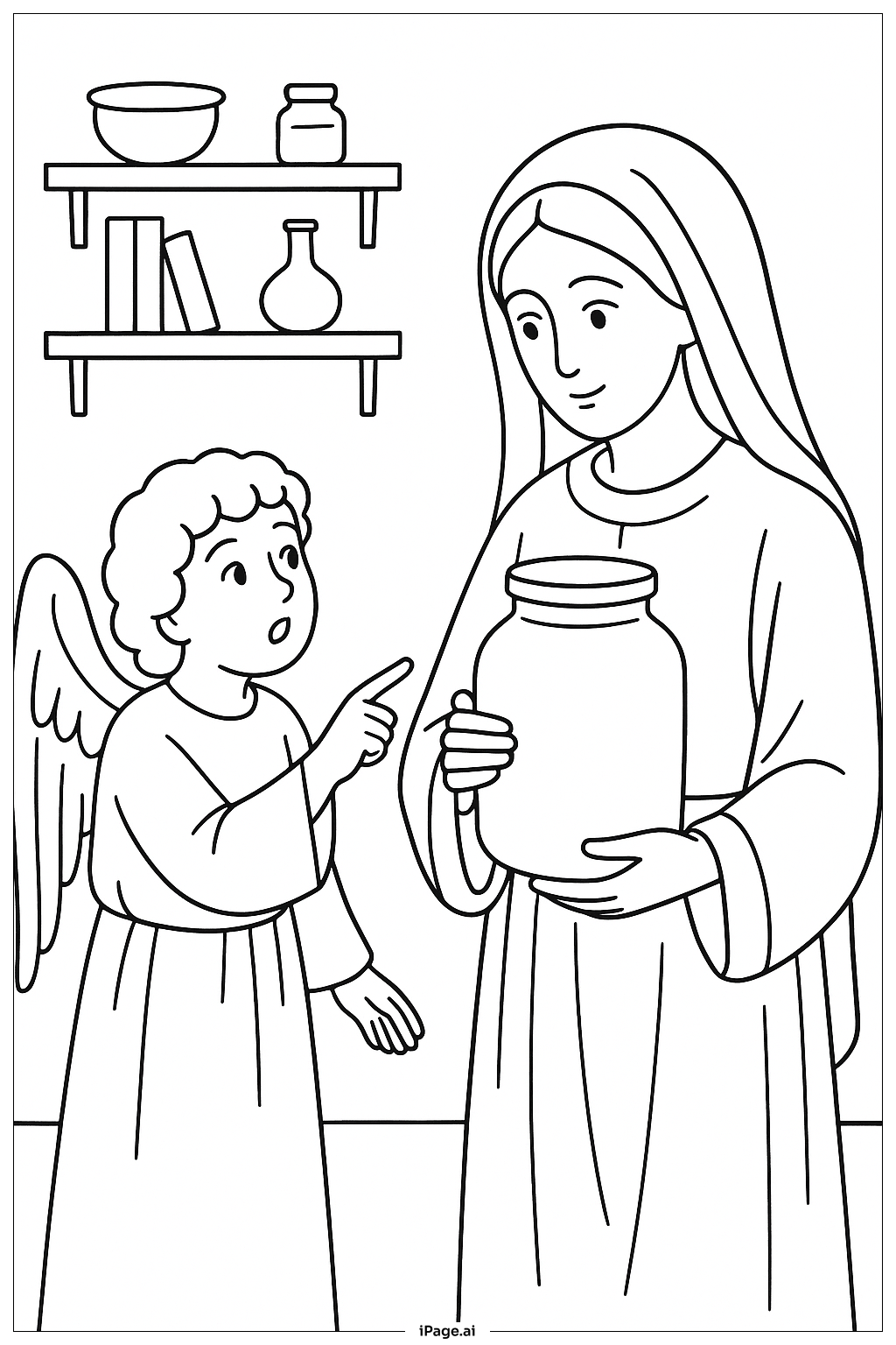 Annunciation Mary Holding Jar Coloring Page