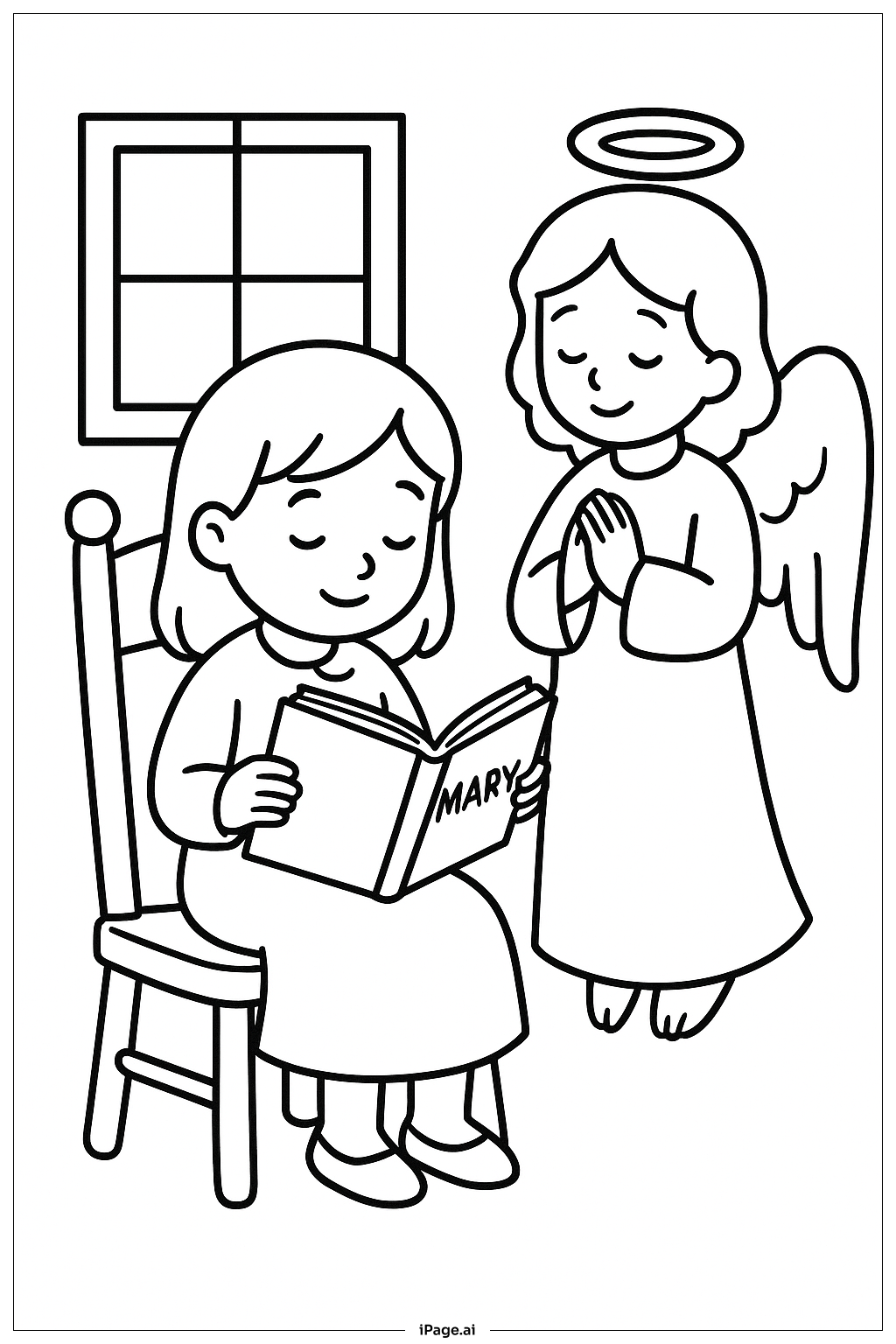 Annunciation Mary Reading Book Coloring Page 
