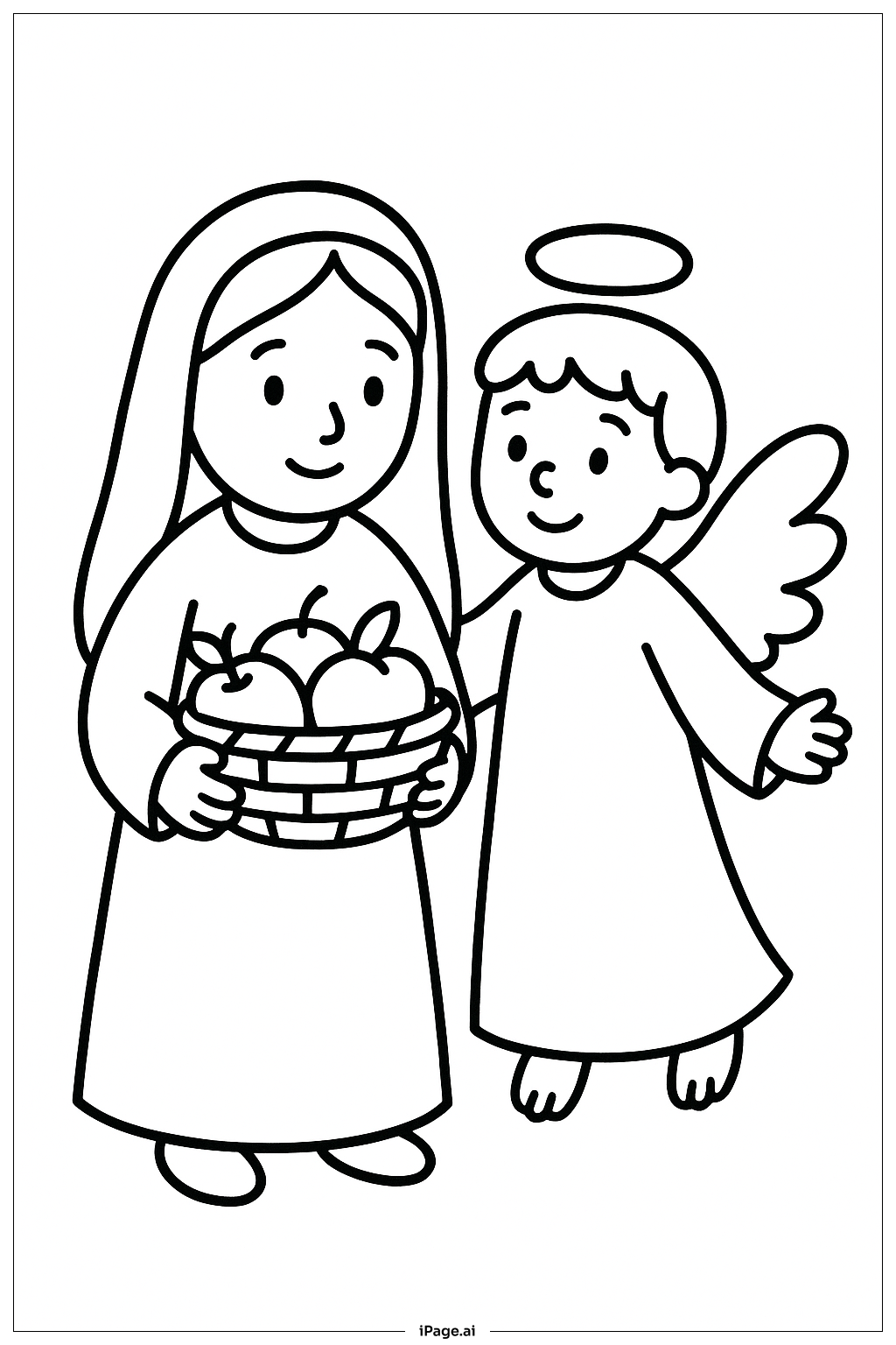 Annunciation Mary With Basket Coloring Page
