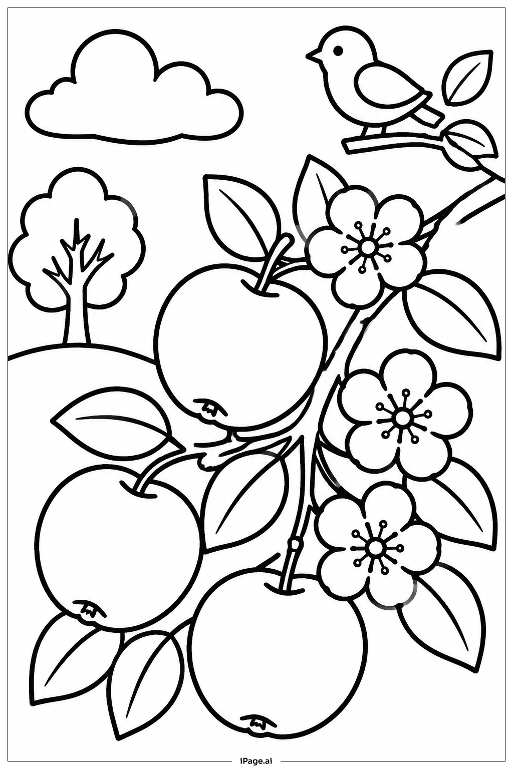 Apple Blossom Branch Coloring Page