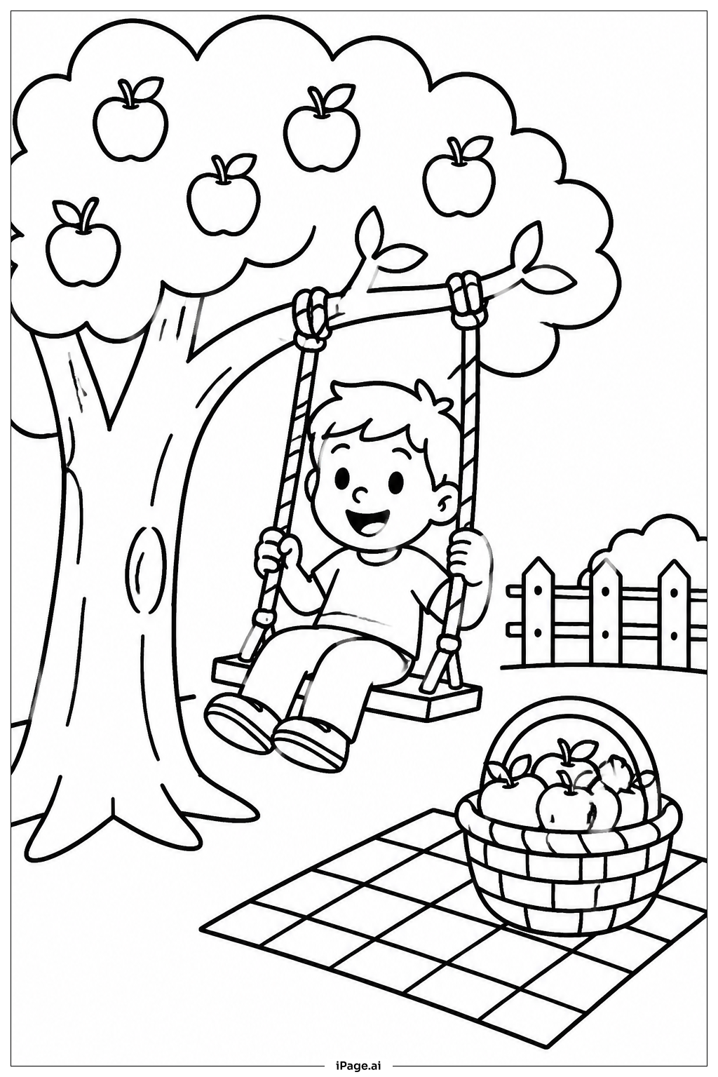Apple Tree Swing Coloring Page