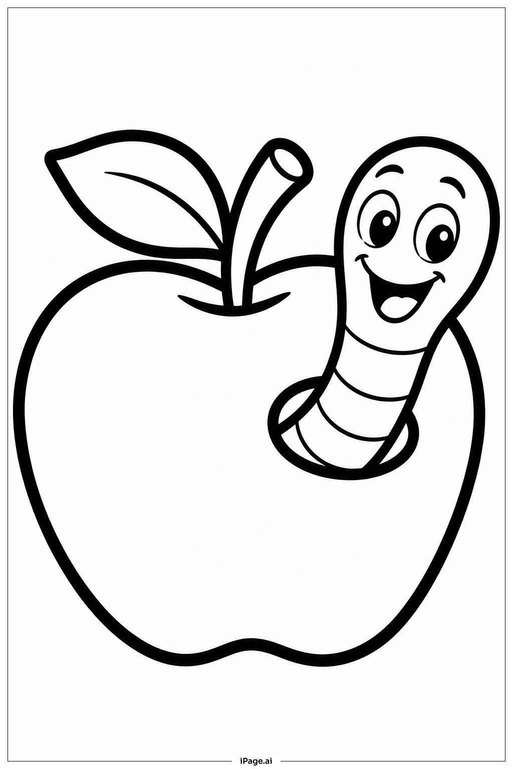 Page de coloriage Pomme avec ver