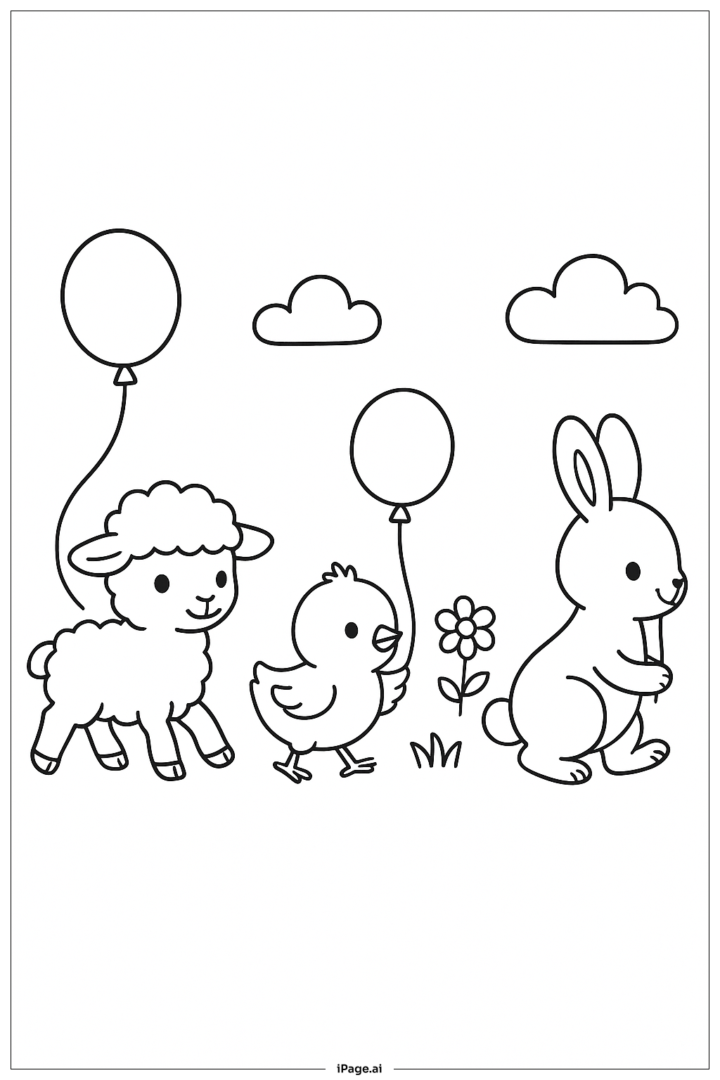 April Baby Animals Parade Coloring Page