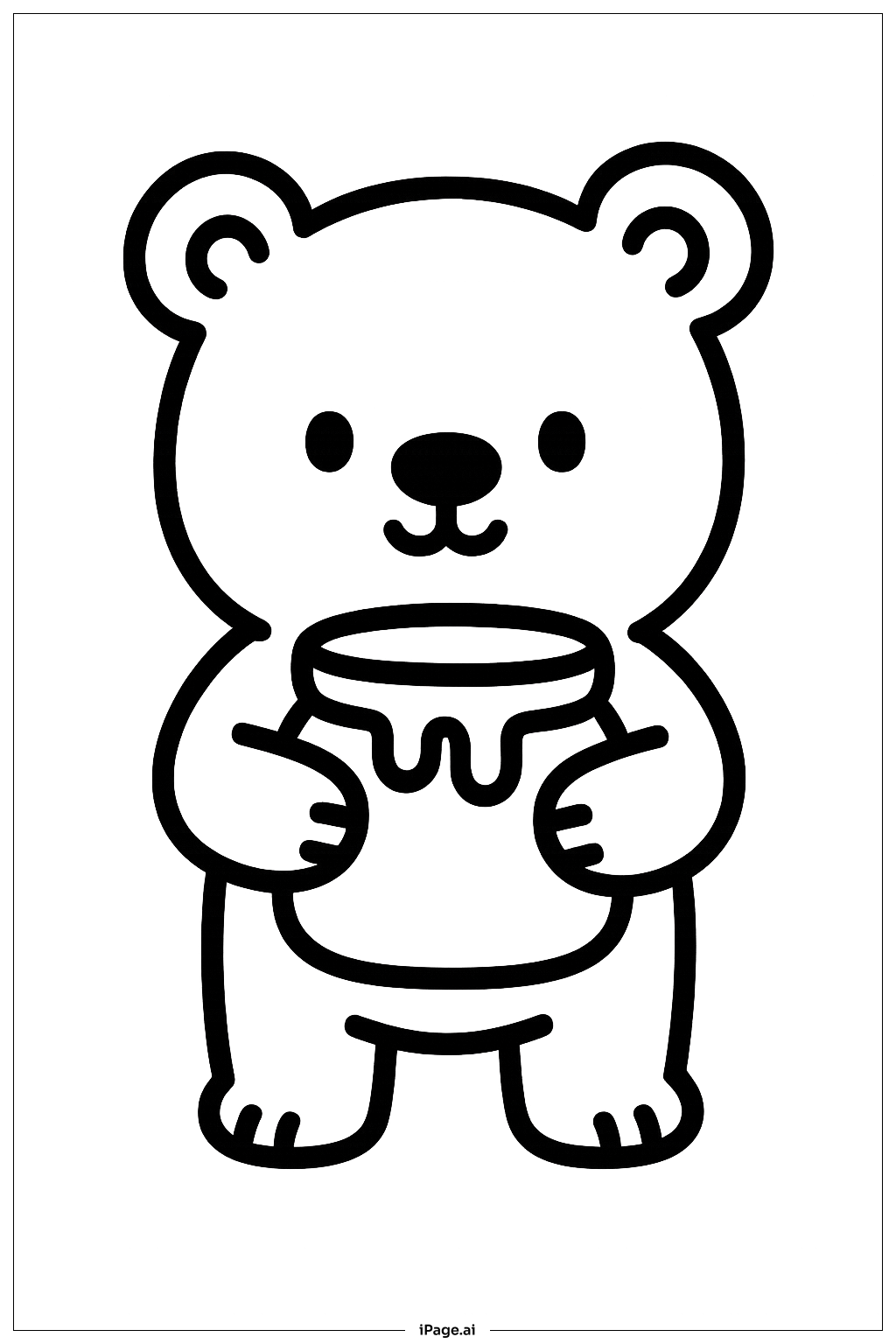 April Bear With Honey Jar Coloring Page