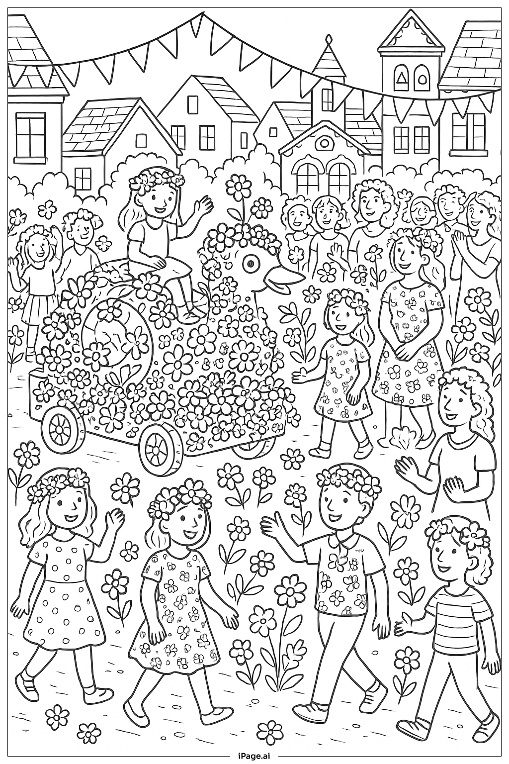 April Blossom Festival Parade Coloring Page