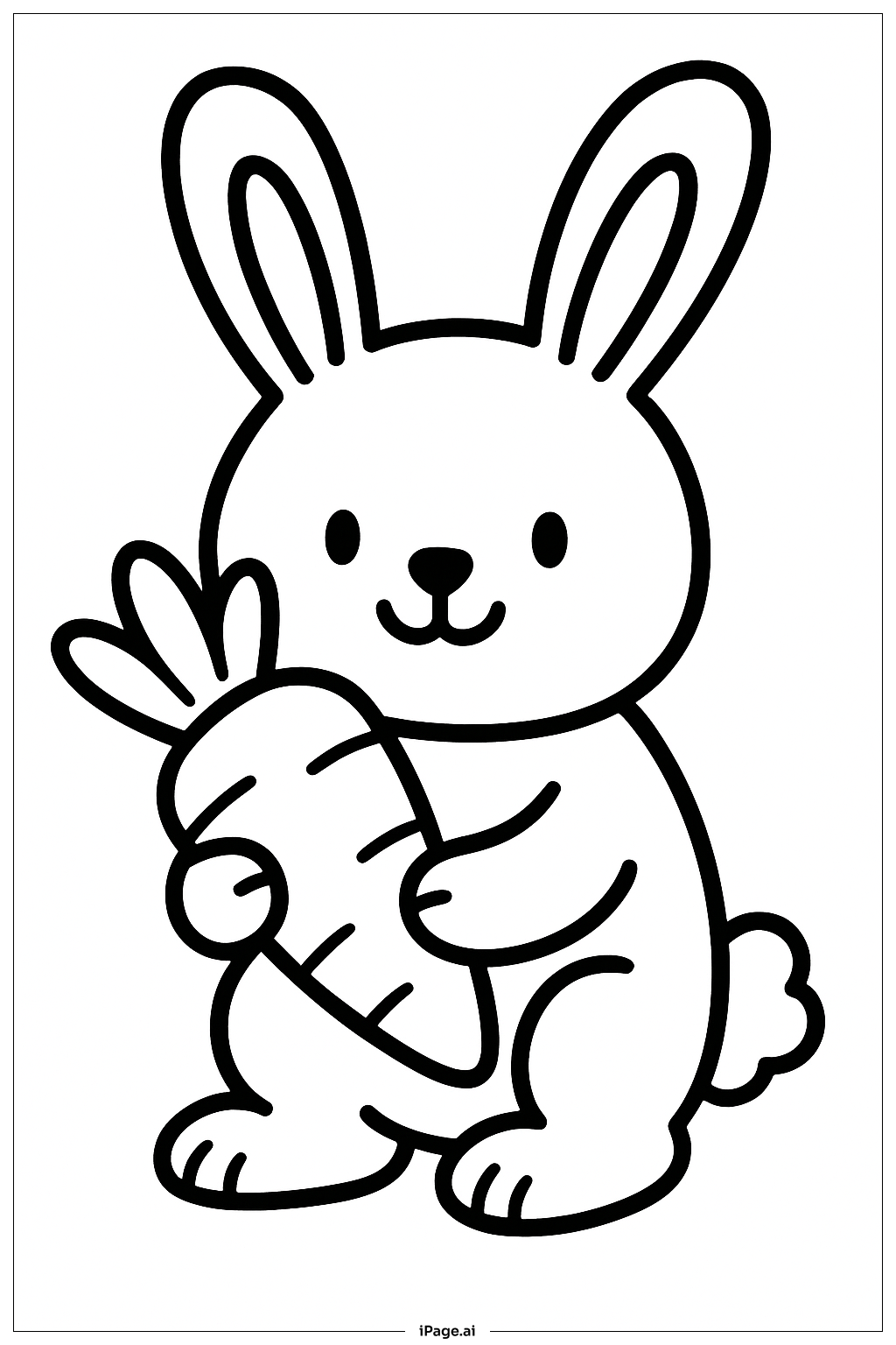 April Bunny With Carrot Coloring Page
