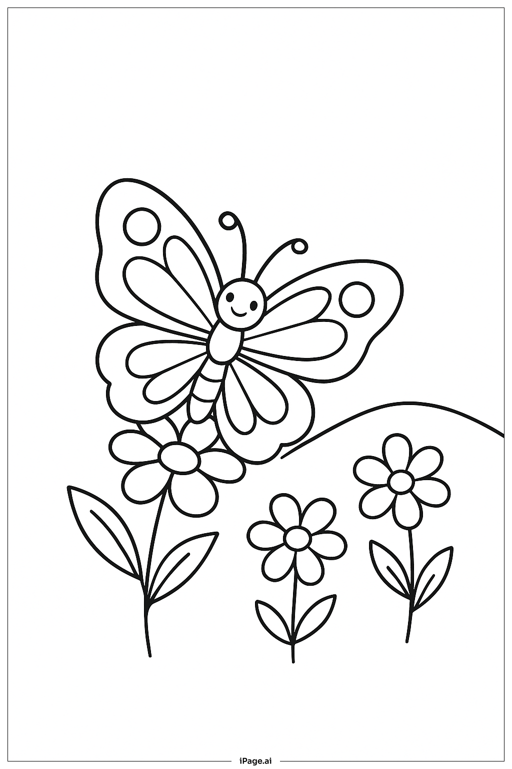April Butterfly On Flower Coloring Page