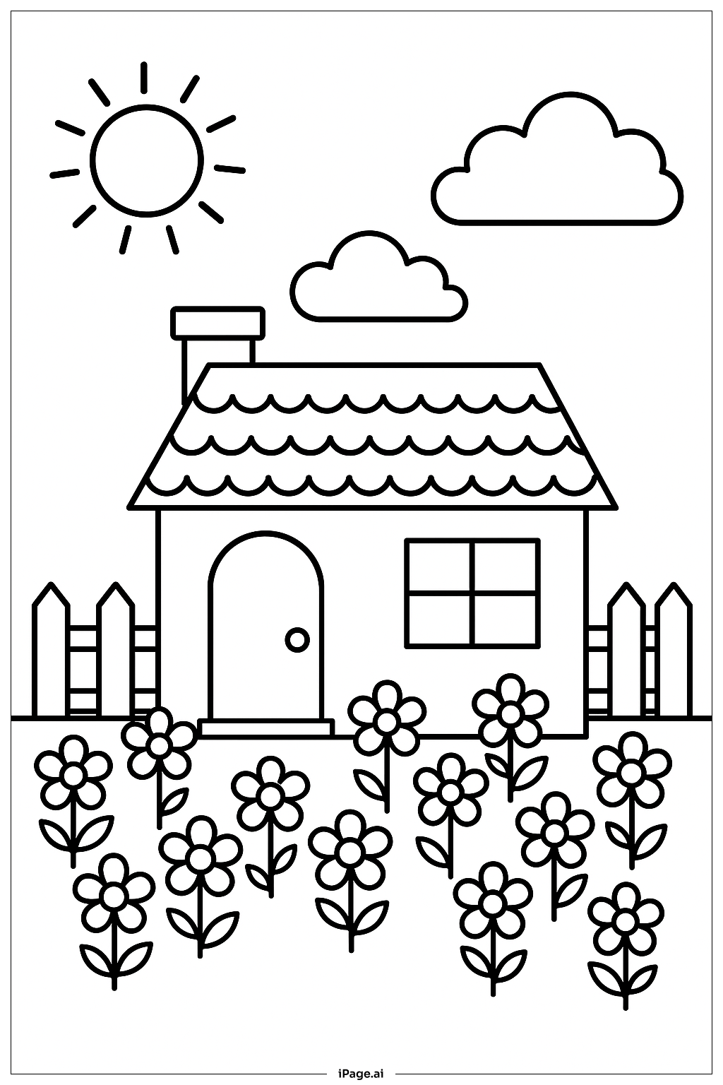 April Cottage In Spring Coloring Page