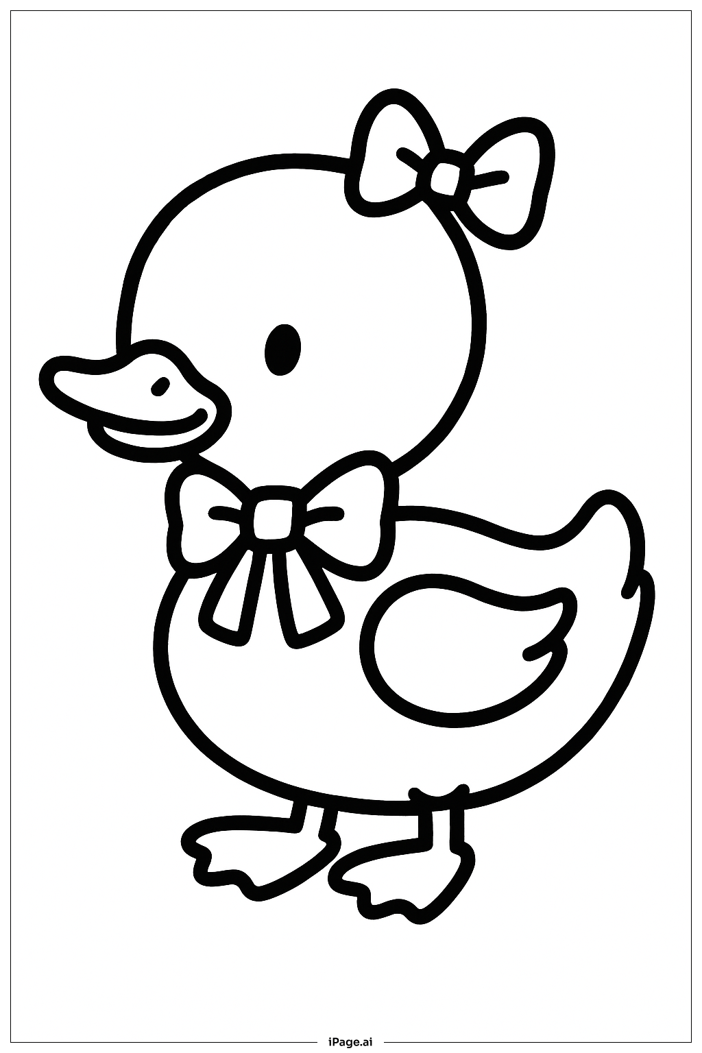 April Duck With Bow Coloring Page