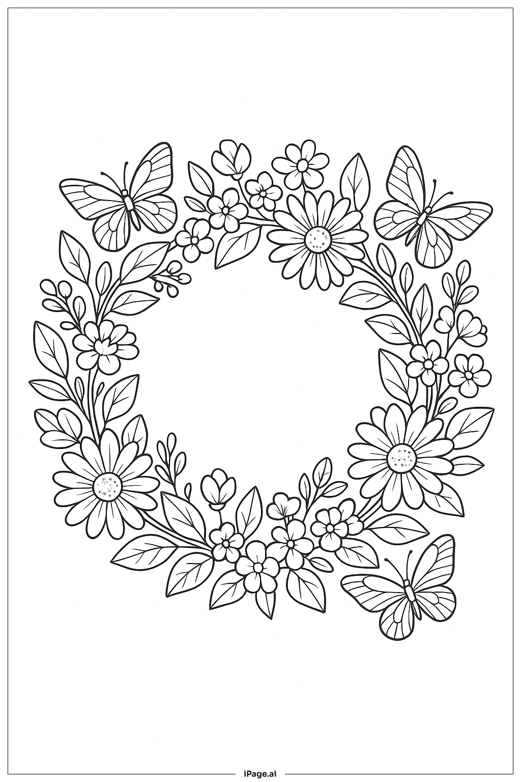 April Floral Wreath With Butterflies