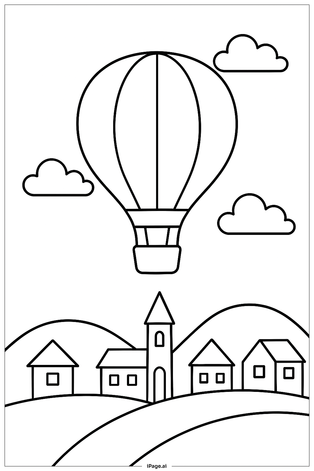 April Hot Air Balloon April Coloring Page