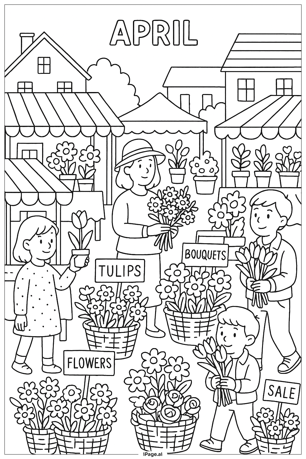 April Market Square With Flower Stalls