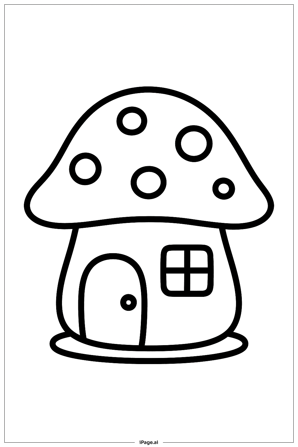 April Mushroom Cottage Coloring Page
