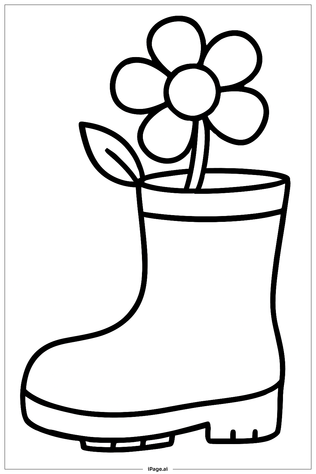 April Rain Boot With Flower Coloring Page