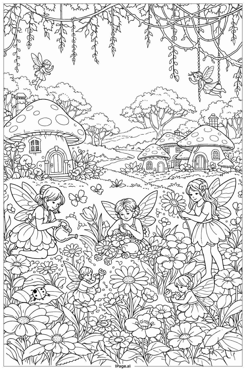 Page de coloriage Les Pluies d'Avril Font Fleurir le Pré des Fées de Mai