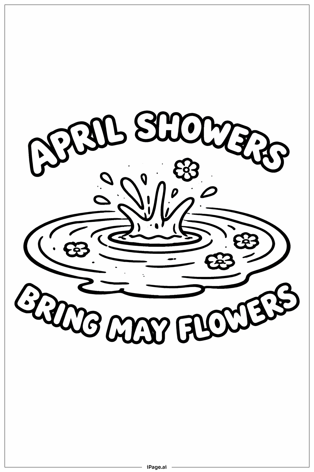 Page de coloriage Les averses d'avril apportent les fleurs de mai éclaboussent la flaque