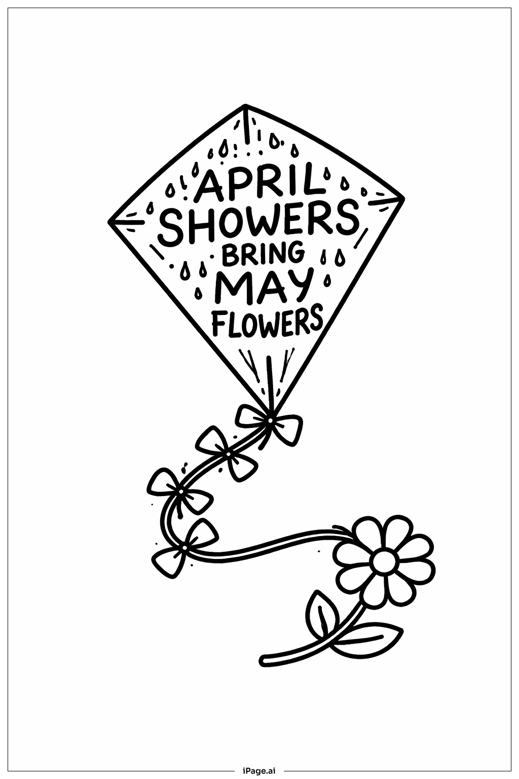Page de coloriage Petite Cerf-Volant « Avril Pluvieux, Mai Fleurit »