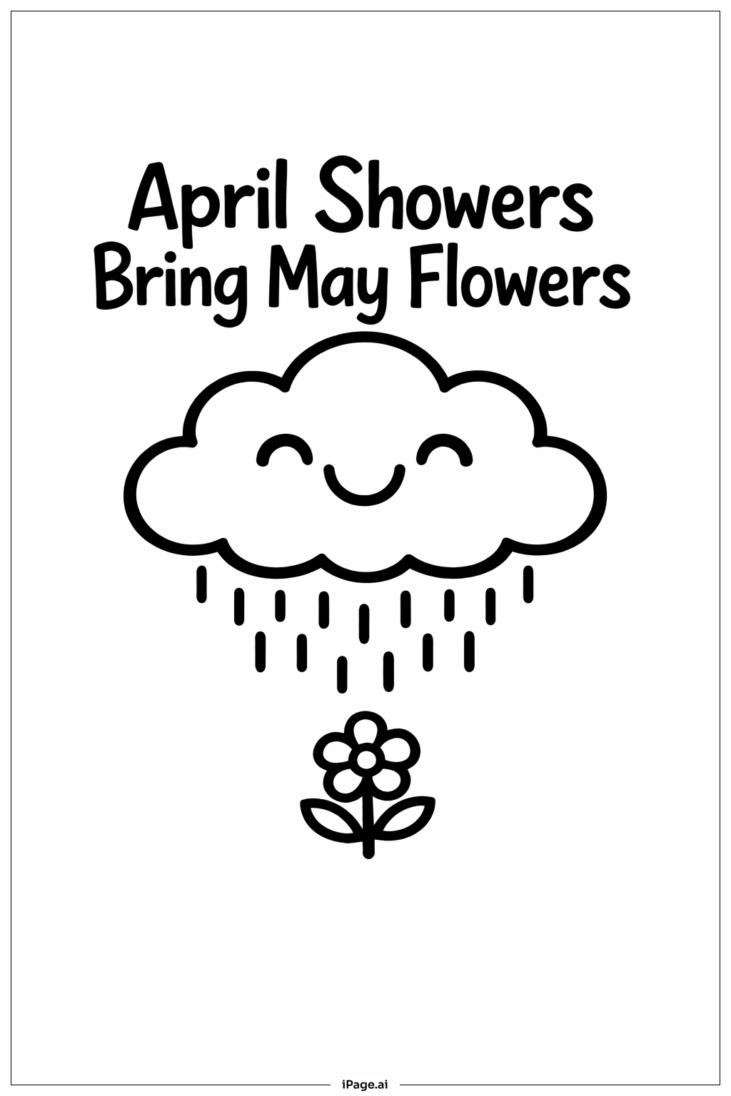 Page de coloriage Pluie d'avril, fleurs de mai Nuage souriant