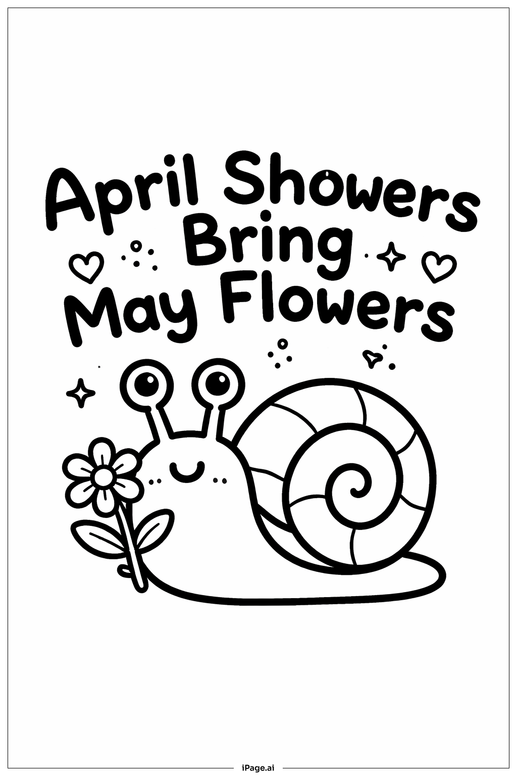 Page de coloriage Les averses d'avril apportent les fleurs de mai Petit escargot