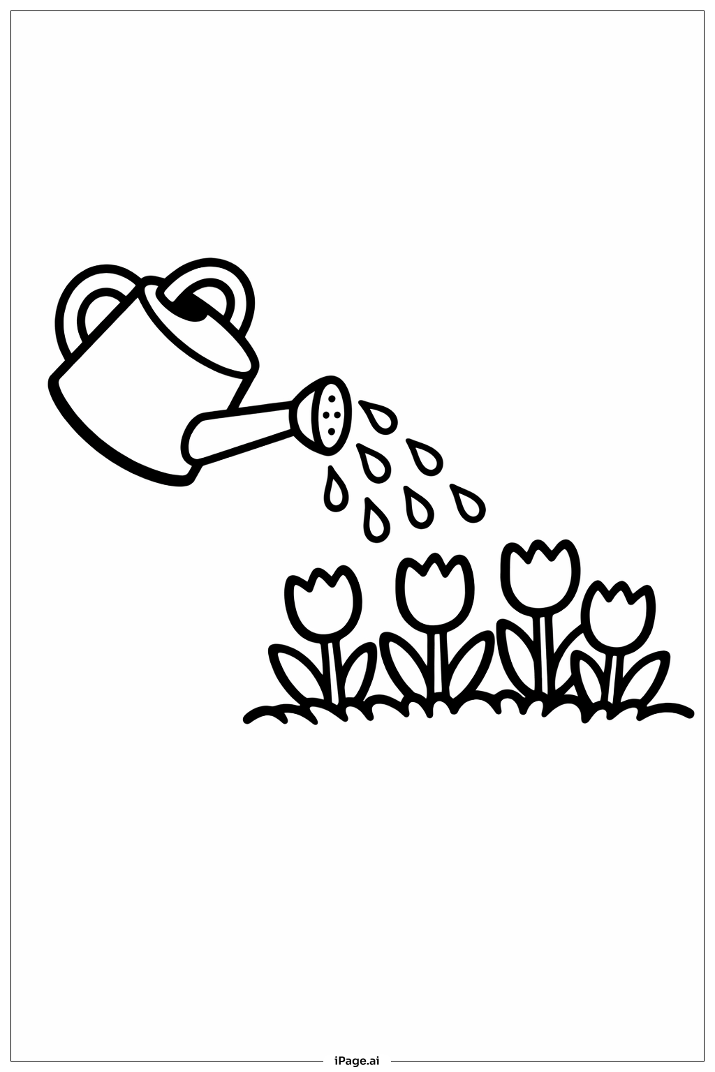 Page de coloriage Les averses d'avril font fleurir les fleurs de mai - arrosoir