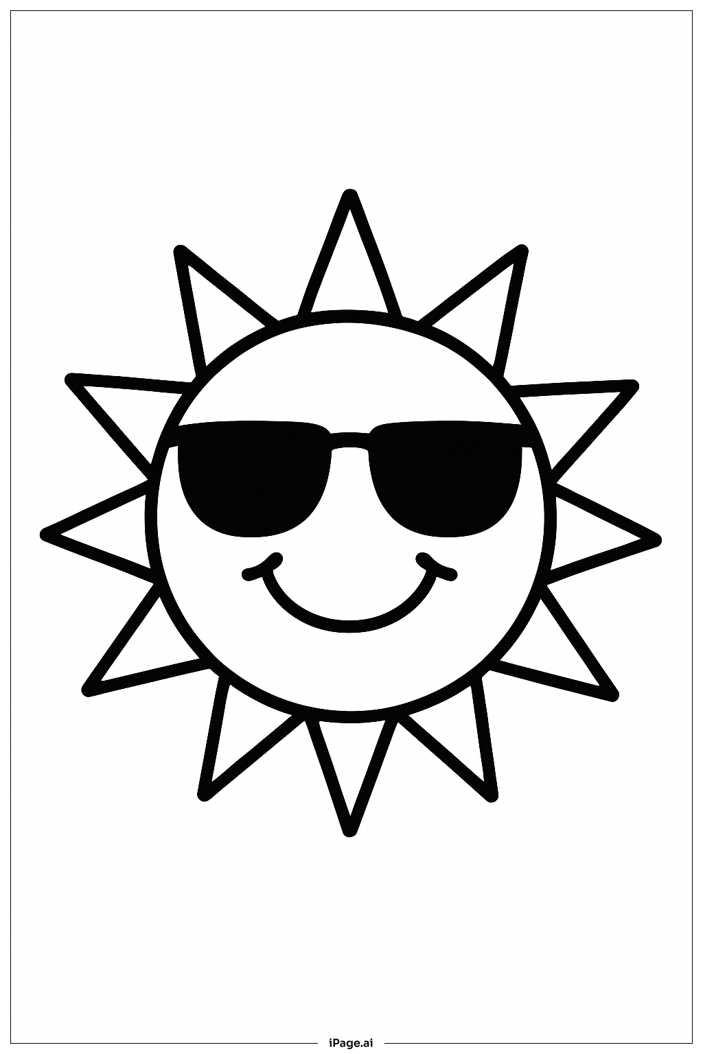 April Smiling Sun With Sunglasses Coloring Page