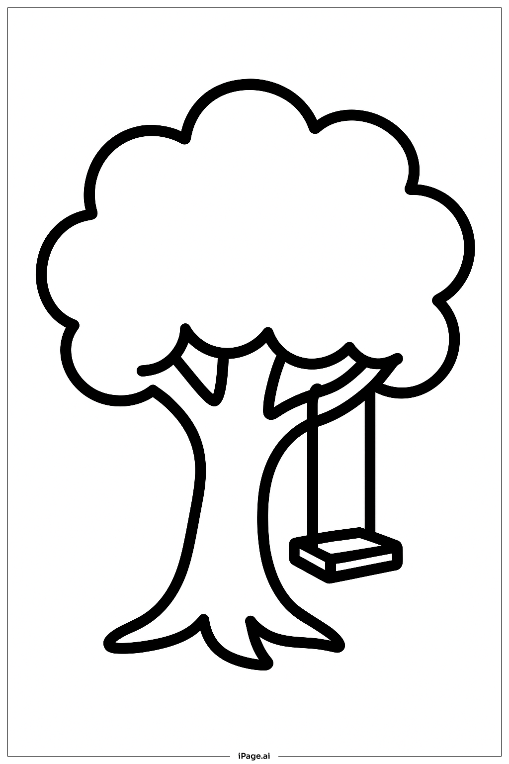 April Tree With Swing Coloring Page