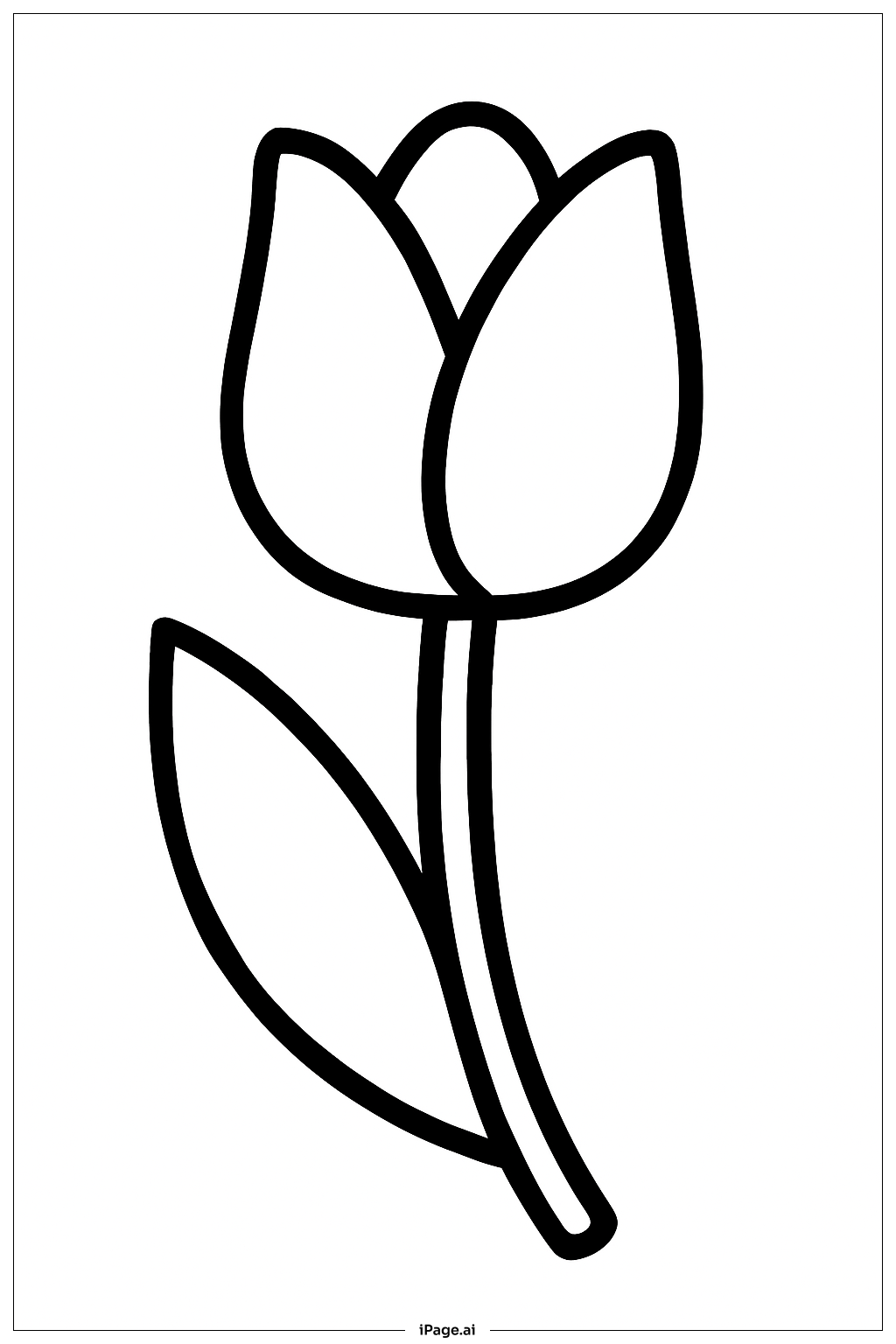 April Tulip Single Bloom Coloring Page